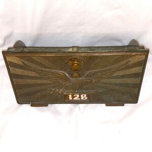 Vintage Antique Eagle Mailbox‎ Door Wall Mount Combination Lock Patina 128